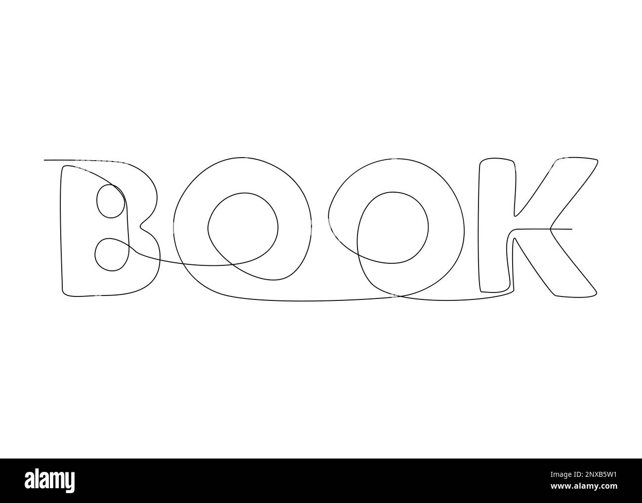 Una linea continua di parole del libro. Concetto di vettore di illustrazione a linea sottile. Disegno di contorno idee creative. Illustrazione Vettoriale