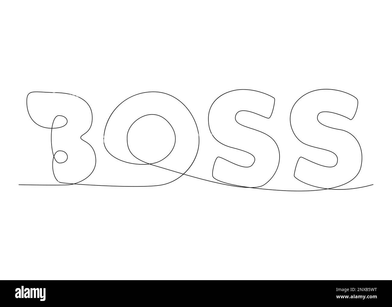 Una linea continua di parola Boss. Concetto di vettore di illustrazione a linea sottile. Disegno di contorno idee creative. Illustrazione Vettoriale