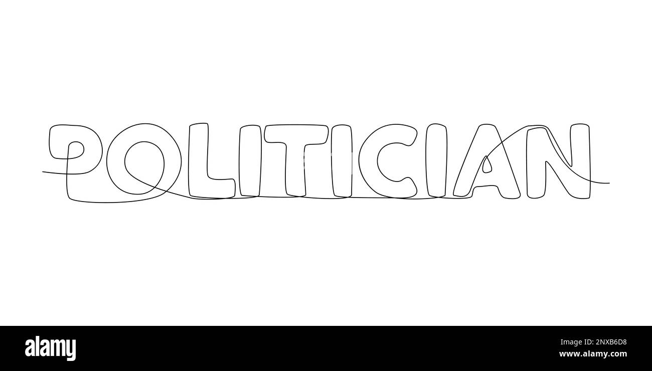 Una linea continua di parole politiche. Concetto di vettore di illustrazione a linea sottile. Disegno di contorno idee creative. Illustrazione Vettoriale