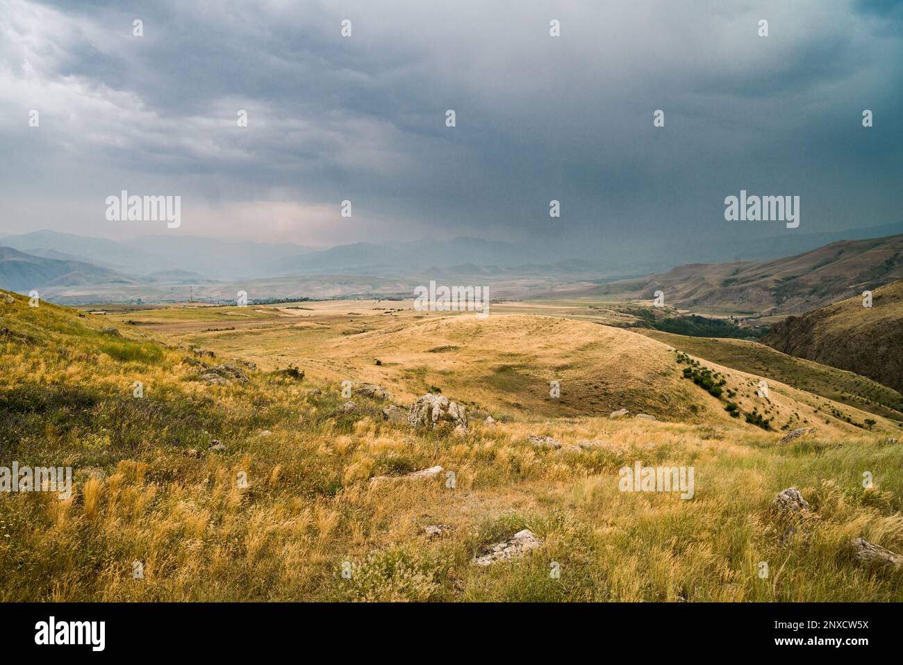 Struttura megalitica Zorats Karer in Syunik provibce di Armenia Foto Stock