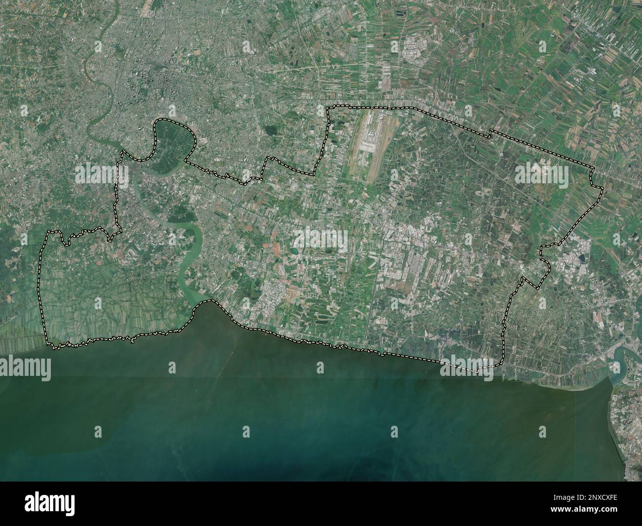 Samut Prakan, provincia della Thailandia. Mappa satellitare ad alta risoluzione Foto Stock