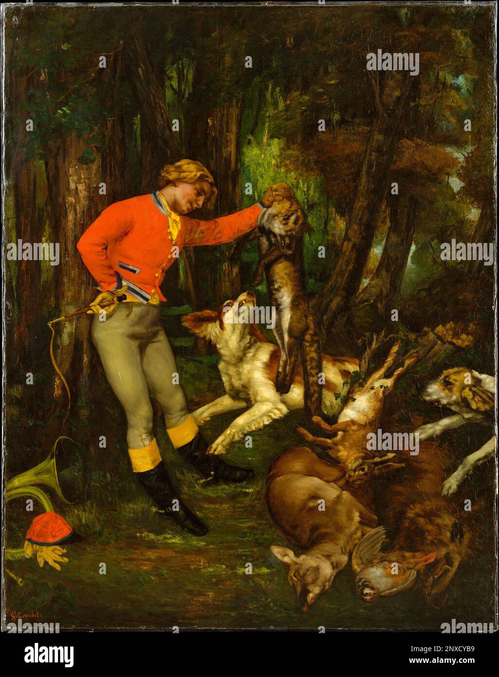 Dopo la caccia. Gustave Courbet. ca. 1859 Foto Stock