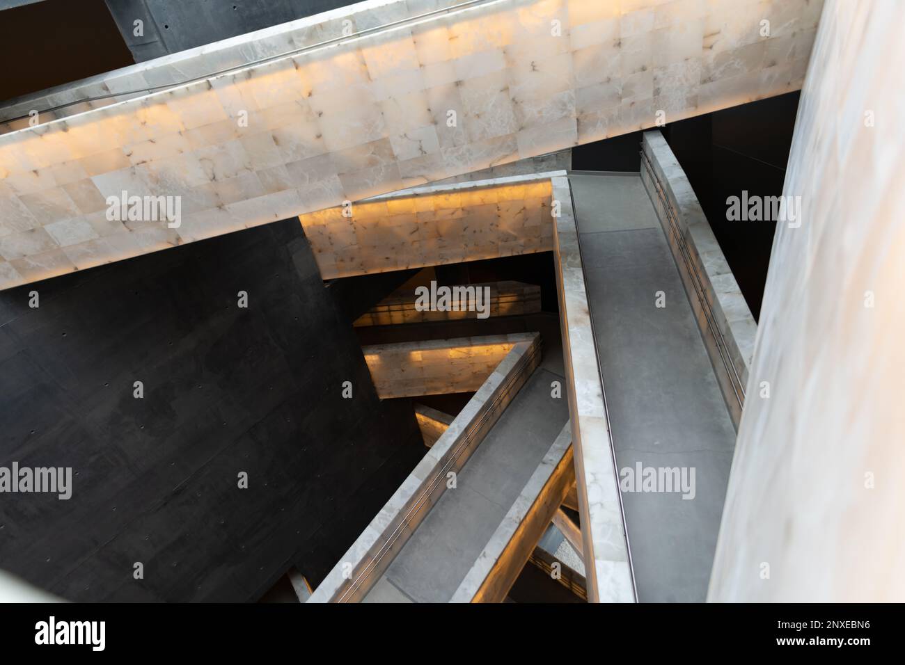 Dettaglio interno del museo canadese per i diritti umani a Winnipeg, Manitoba, Canada. Foto Stock