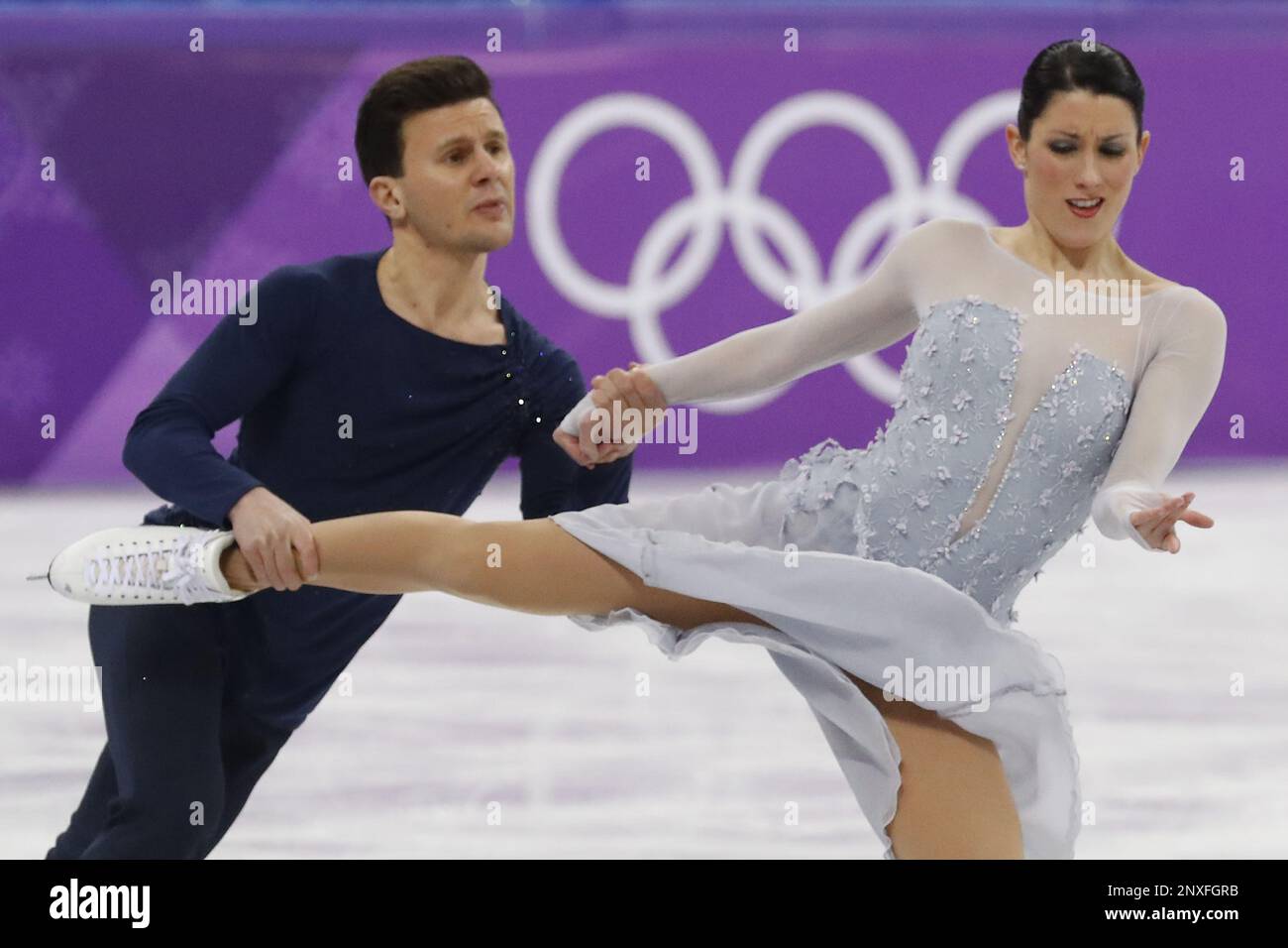 February 20, 2018 - Pyeongchang, KOREA - Charlene Guignard and Marco Fabbri of Italy performed in the figure skating free dance event during the Pyeongchang 2018 Olympic Winter Games at Gangneung Ice Arena. (Credit Image: © David McIntyre via ZUMA Wire) (Cal Sport Media via AP Images) Foto Stock