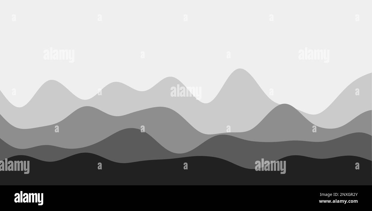 Astratto sfondo grigio colline. Onde colorate cool vettoriale illustrazione. Illustrazione Vettoriale