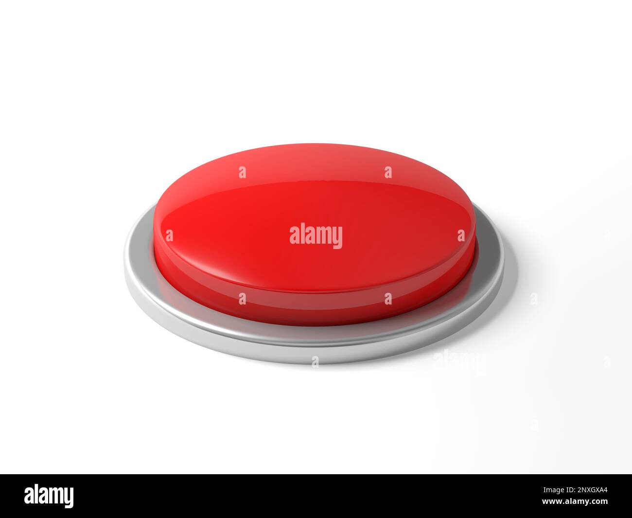 Pulsante rosso isolato su sfondo bianco. illustrazione 3d. Foto Stock