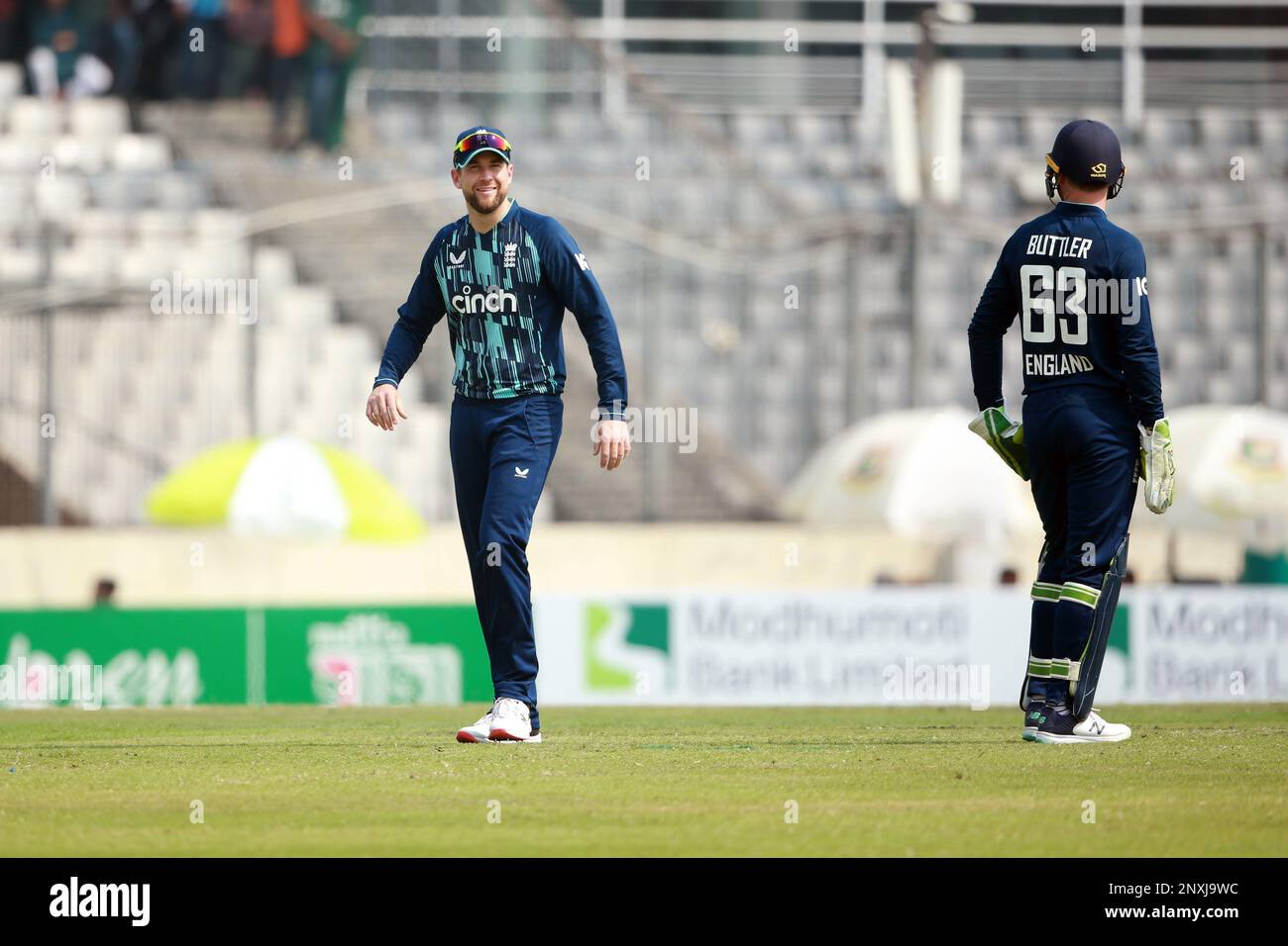 David Malan durante il Bangladesh-Inghilterra 1st un giorno di incontro internazionale al Sher-e-Bangla National Cricket Stadium a Mirpur, Dhaka Bangladesh Foto Stock