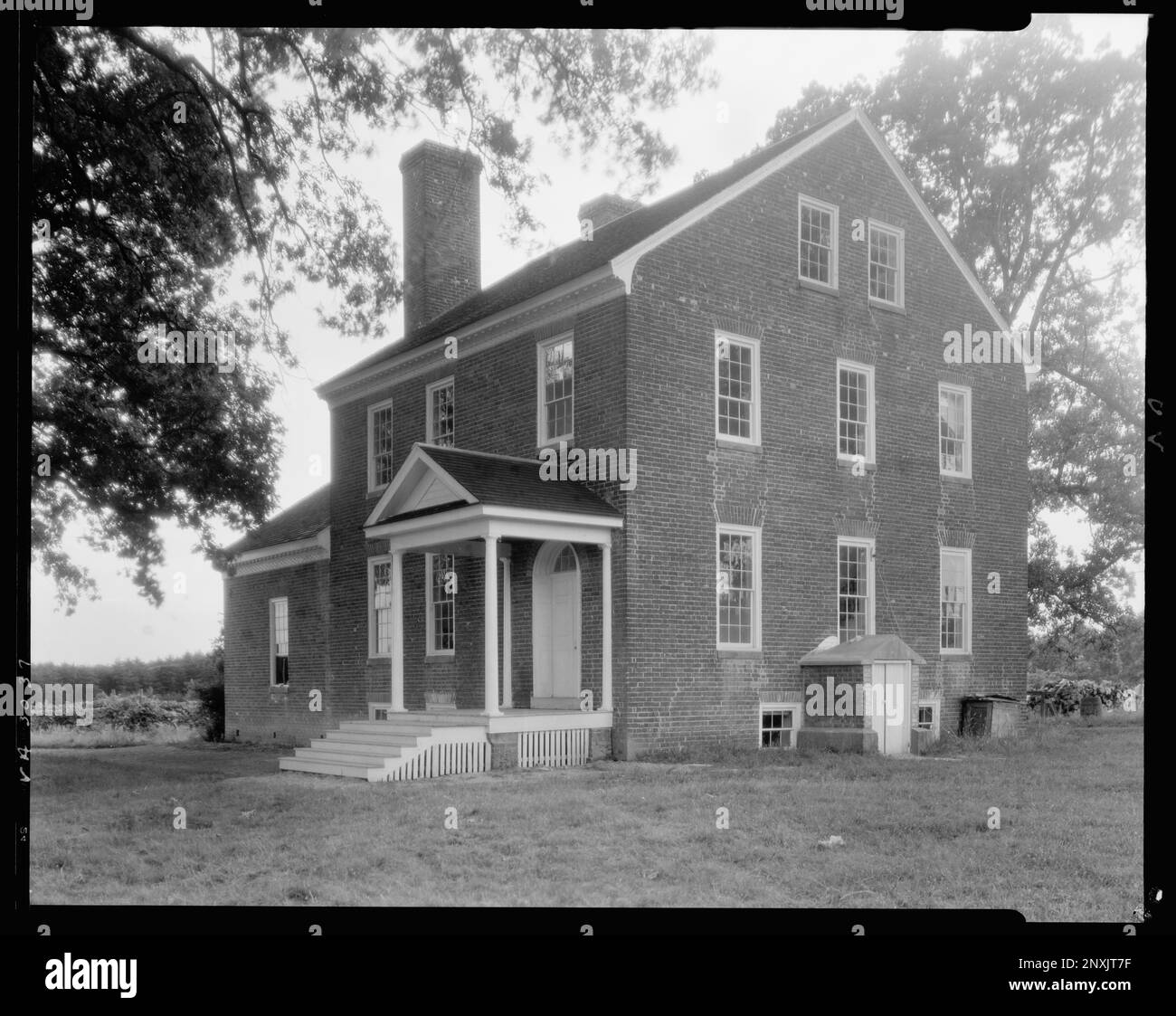 Oakley, Fredericksburg vic., Spotsilvania County, Virginia. Carnegie Survey of the Architecture of the South. Stati Uniti Virginia Spotsilvania County Fredericksburg vic, Porches, Houses, mattoni. Foto Stock