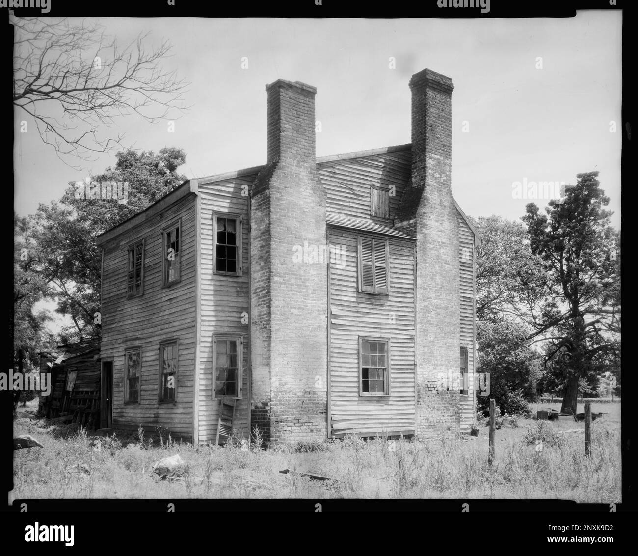 Cox House, Spotsilvania County, Virginia. Carnegie Survey of the Architecture of the South. Stati Uniti Virginia Spotsilvania County, Chimneys, Farmhouses, edifici di legno. Foto Stock