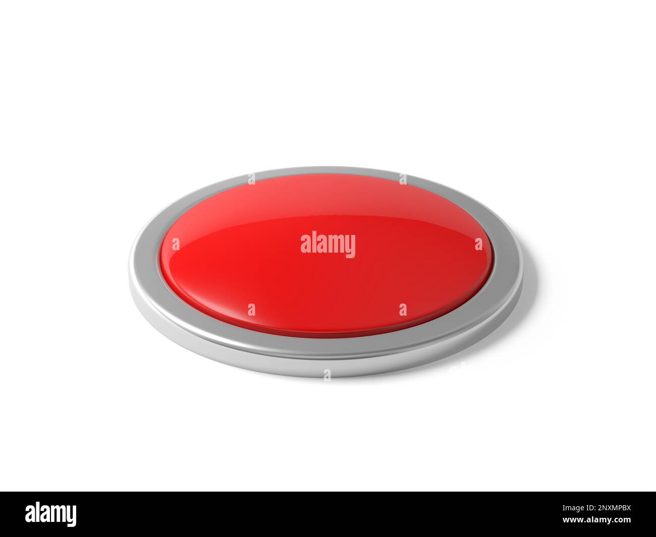 Pulsante rosso isolato su sfondo bianco. illustrazione 3d. Foto Stock
