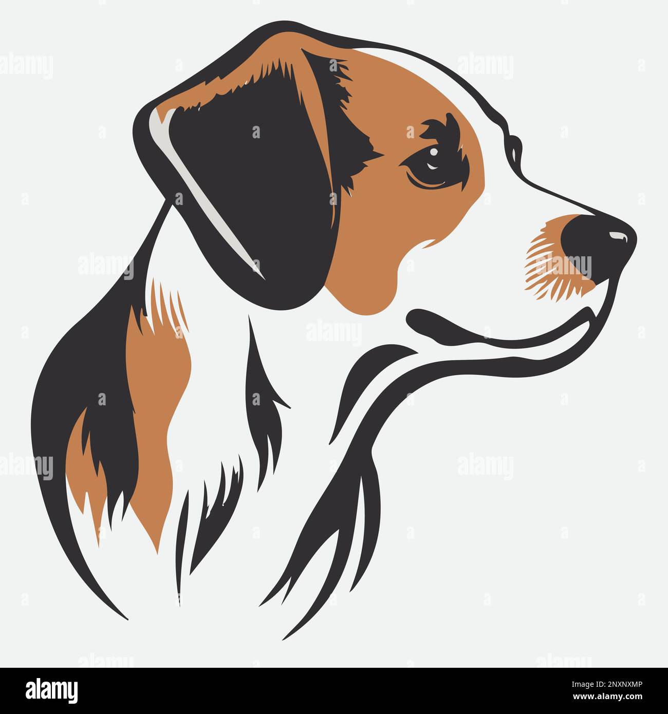 Icona testa di cane. Stile piatto. Faccia del cane del cartone animato. Illustrazione vettoriale isolata su bianco. Illustrazione Vettoriale