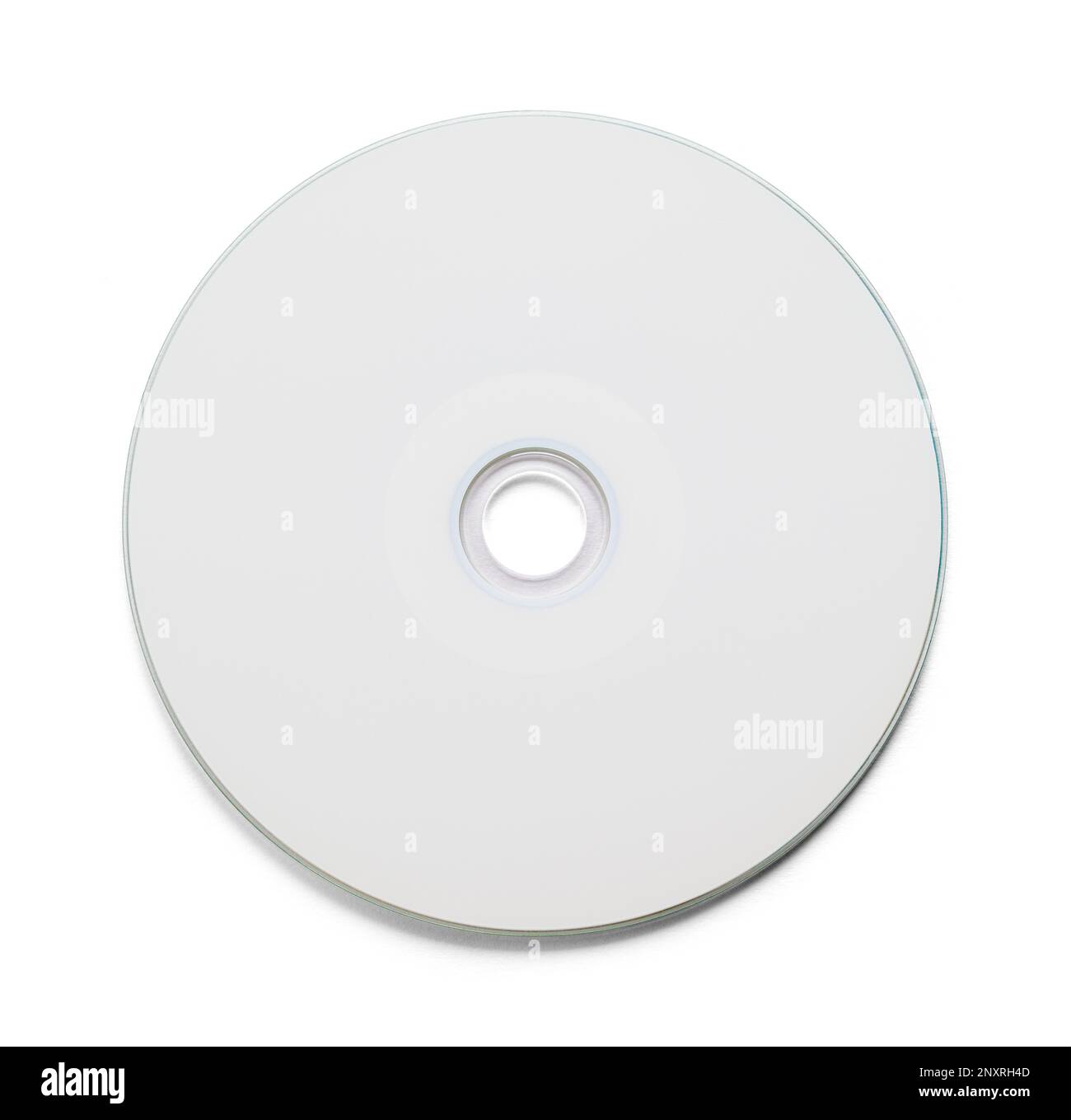 Foratura circolare del Compact Disc sul bianco. Foto Stock