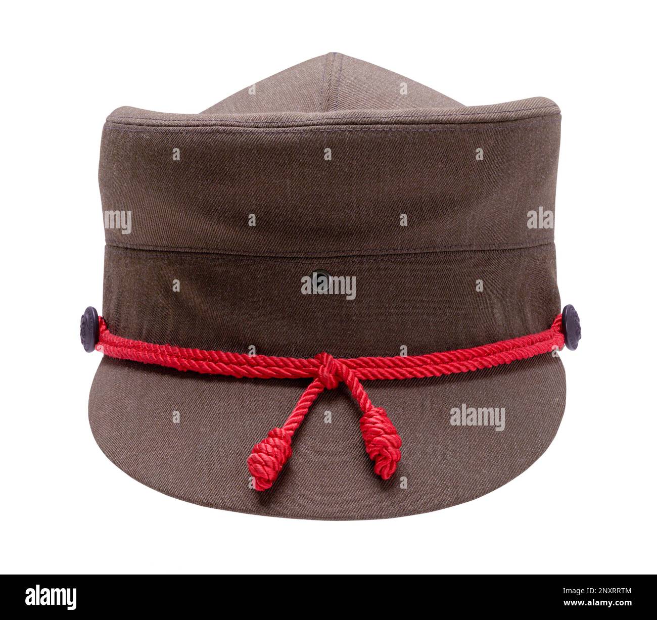 Ragazza militare cappello di vestito ritagliato sul bianco. Foto Stock