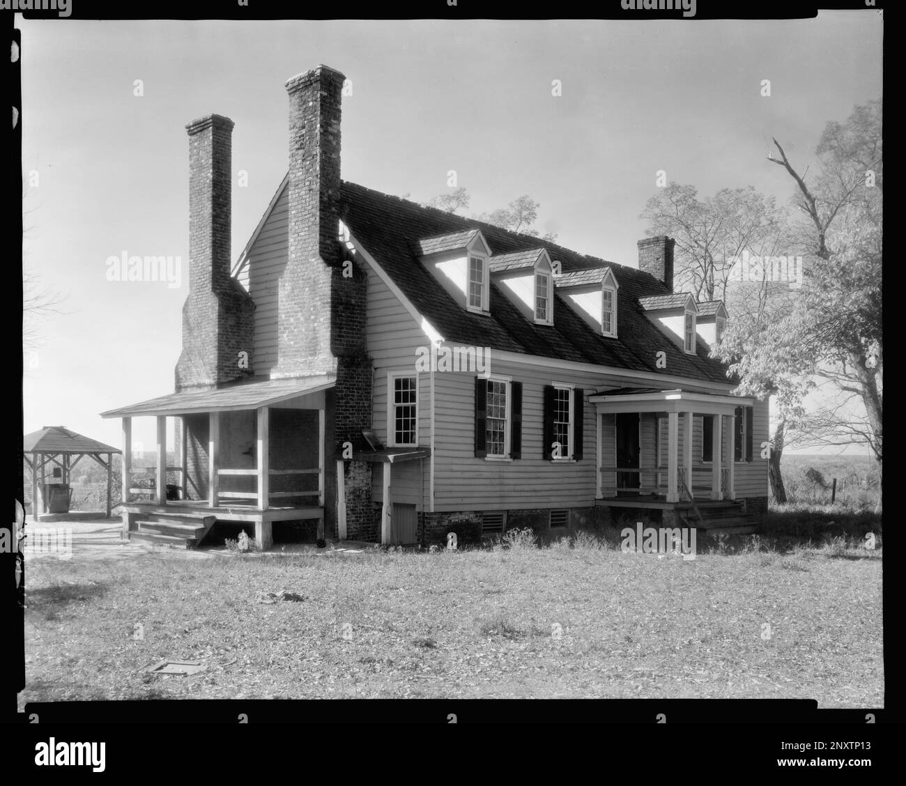 Mt. Gideon, Contea di Caroline, Virginia. Carnegie Survey of the Architecture of the South. Stati Uniti Virginia Caroline County, Porches, Chimneys, dormitori, Case. Foto Stock