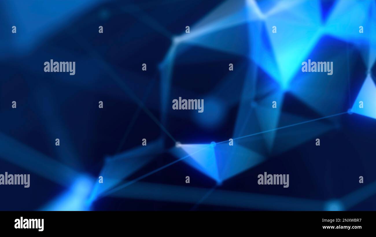 Astratto collegamento digitale muovendo punti e linee. Movimento. Background tecnologico, struttura di connessione di rete, effetto plesso Foto Stock