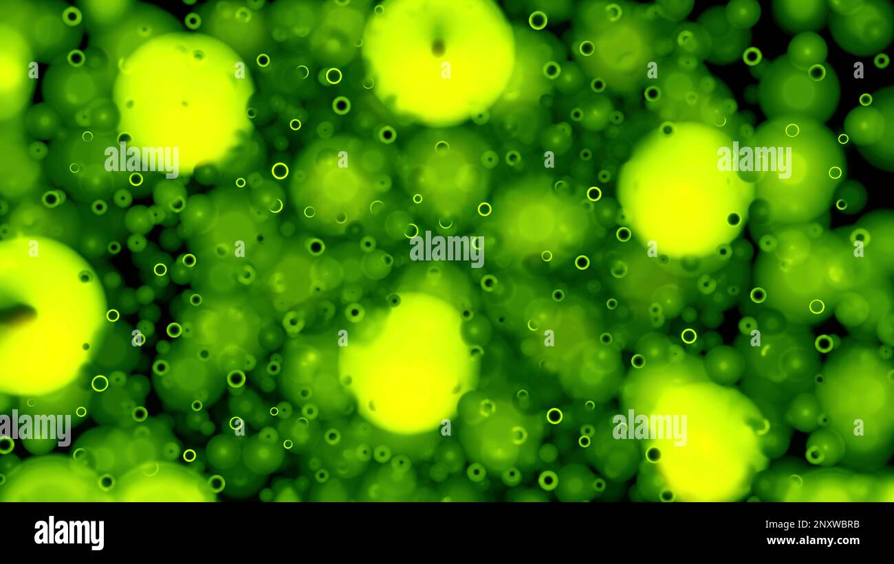 Microrganismi o batteri in movimento astratti su sfondo blu. Design. Concetto di chimica e biologia Foto Stock