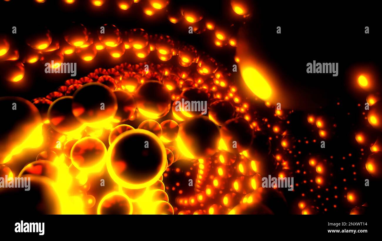 Vortice rotante colorato di tornado sferico di particelle rotonde. Design. File rotanti di sfere Foto Stock