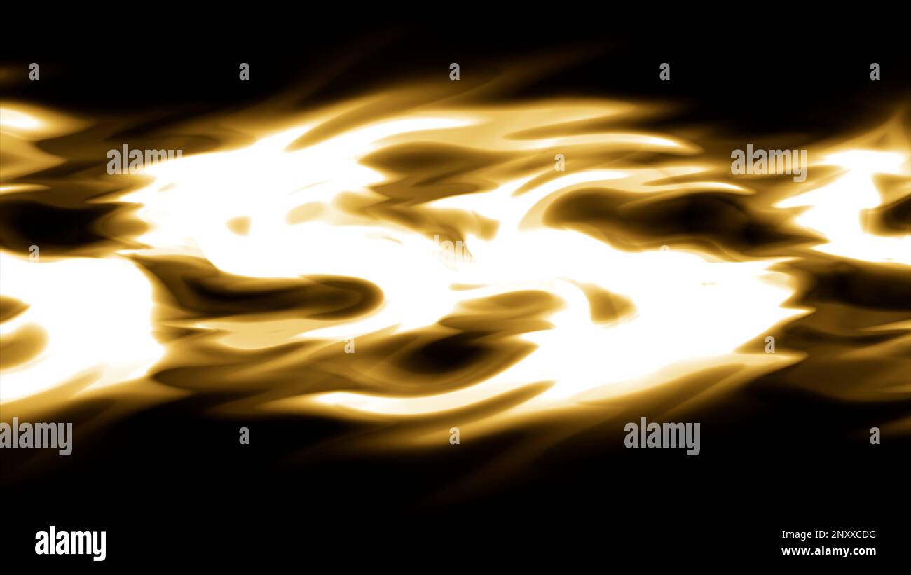 Flusso luminoso dorato astratto su sfondo nero. Movimento. Flusso luminoso e luminoso Foto Stock