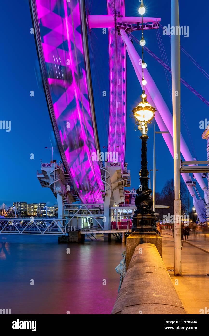 Ruota di Millenium Rosa, Londra, Inghilterra Foto Stock
