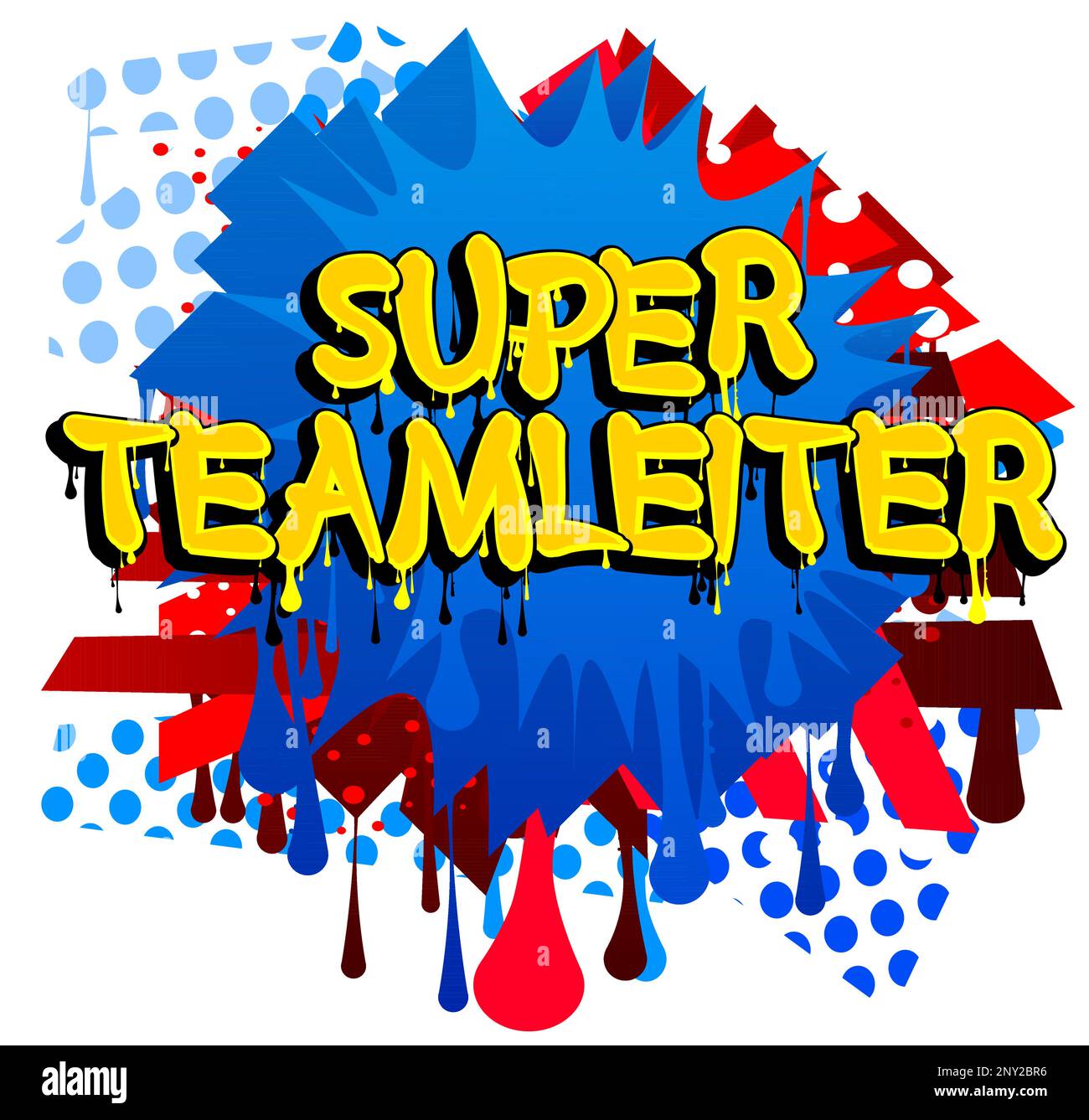 Parole tedesche per Super Teamleiter significa Super Team leader. Tag Graffiti. Decorazione astratta di arte di strada moderna eseguita in stile pittura urbana. Illustrazione Vettoriale