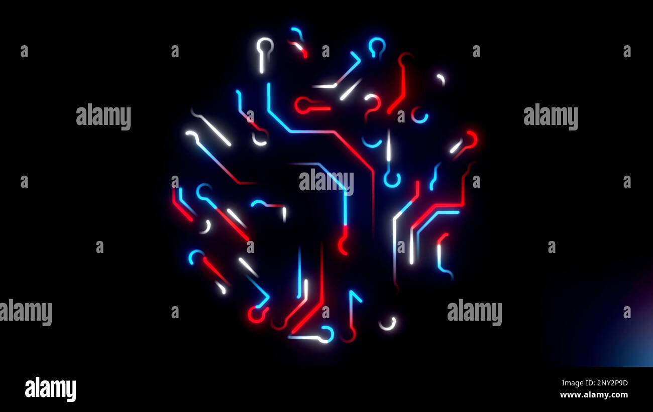 Concetto di intelligenza artificiale. Movimento. Deep learning, trasformazione digitale, visualizzazione di neuroni cerebrali Foto Stock