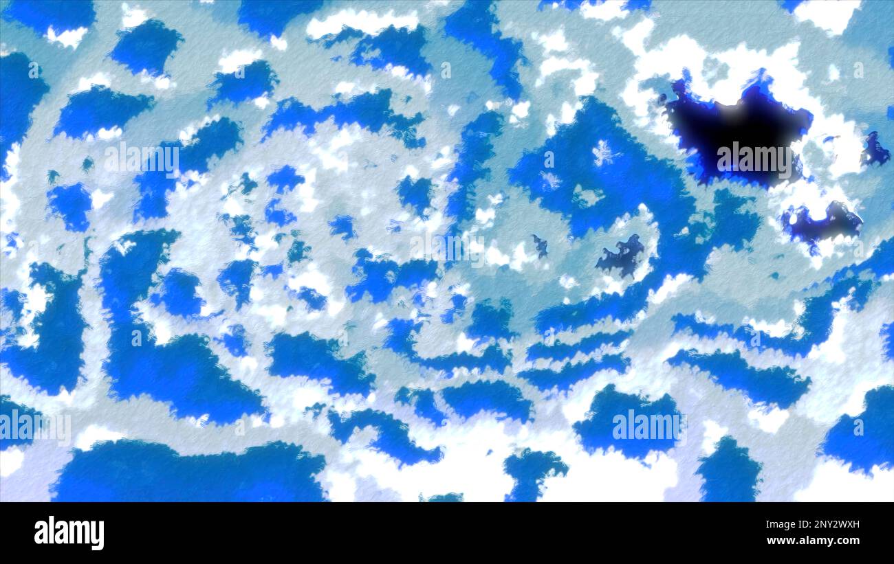 Macchie sfavillanti astratte che assomiglia a nuvole irreali. Movimento. Offuscata contrasto 3D nubi connesse Foto Stock