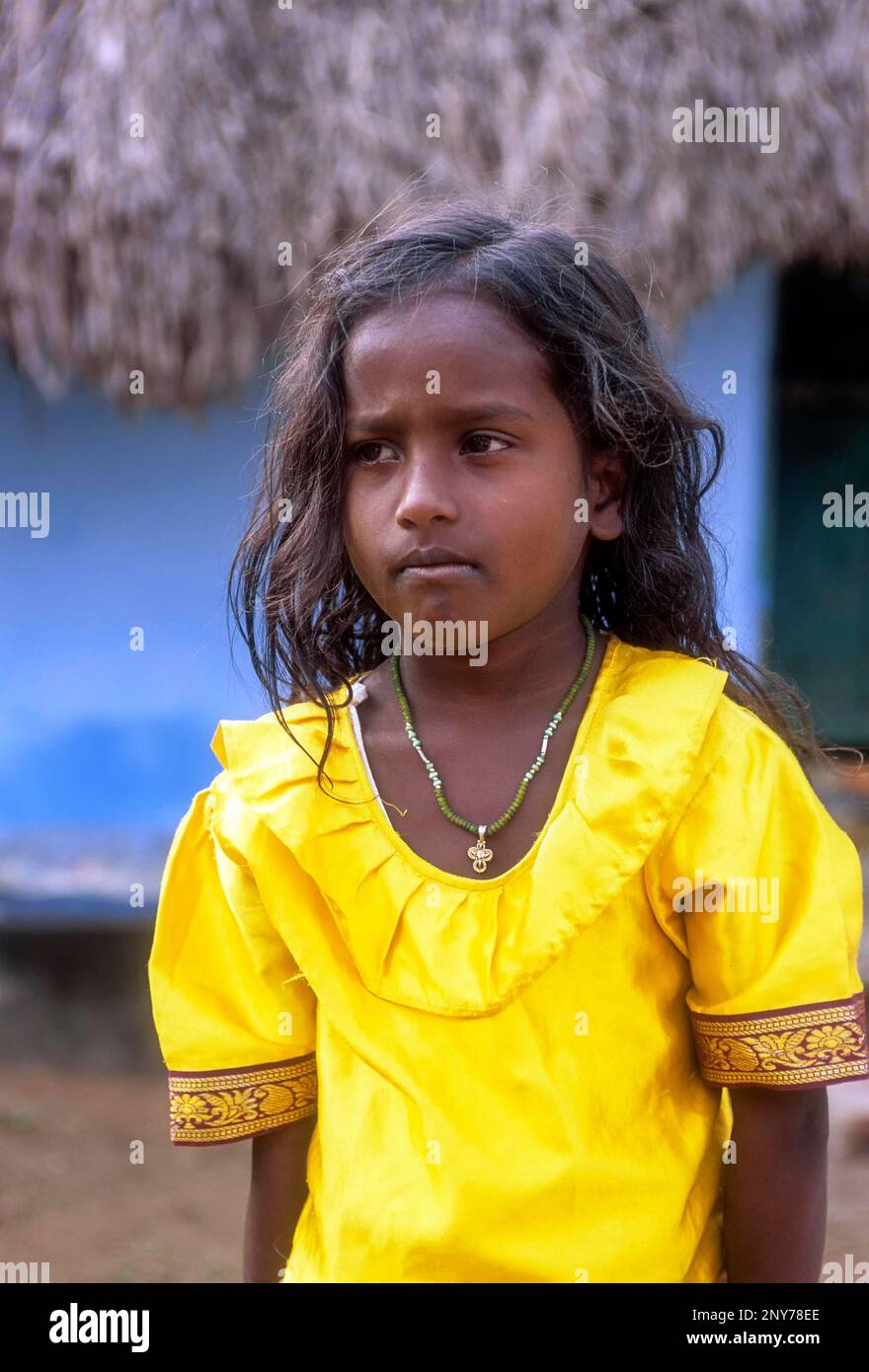 Ragazza del villaggio, Tamil Nadu, India Foto Stock