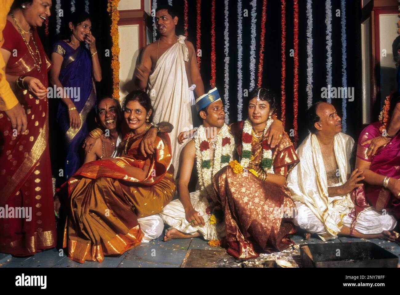 Sequenza di nozze di Udupi Madhwa Brahmin a Karnataka, India Foto Stock