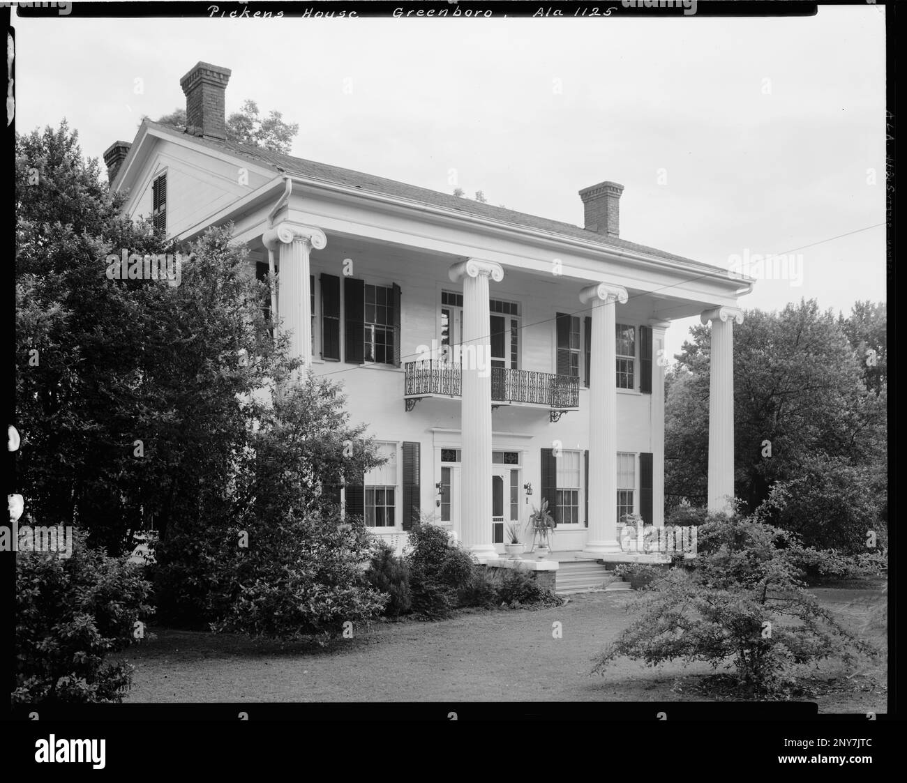 Pickens House, Greensboro, Hale County, Alabama. Carnegie Survey of the Architecture of the South. Stati Uniti, Alabama, Hale County, Greensboro, capitali, Colonne , colonne, balconi, portici, portici . Foto Stock