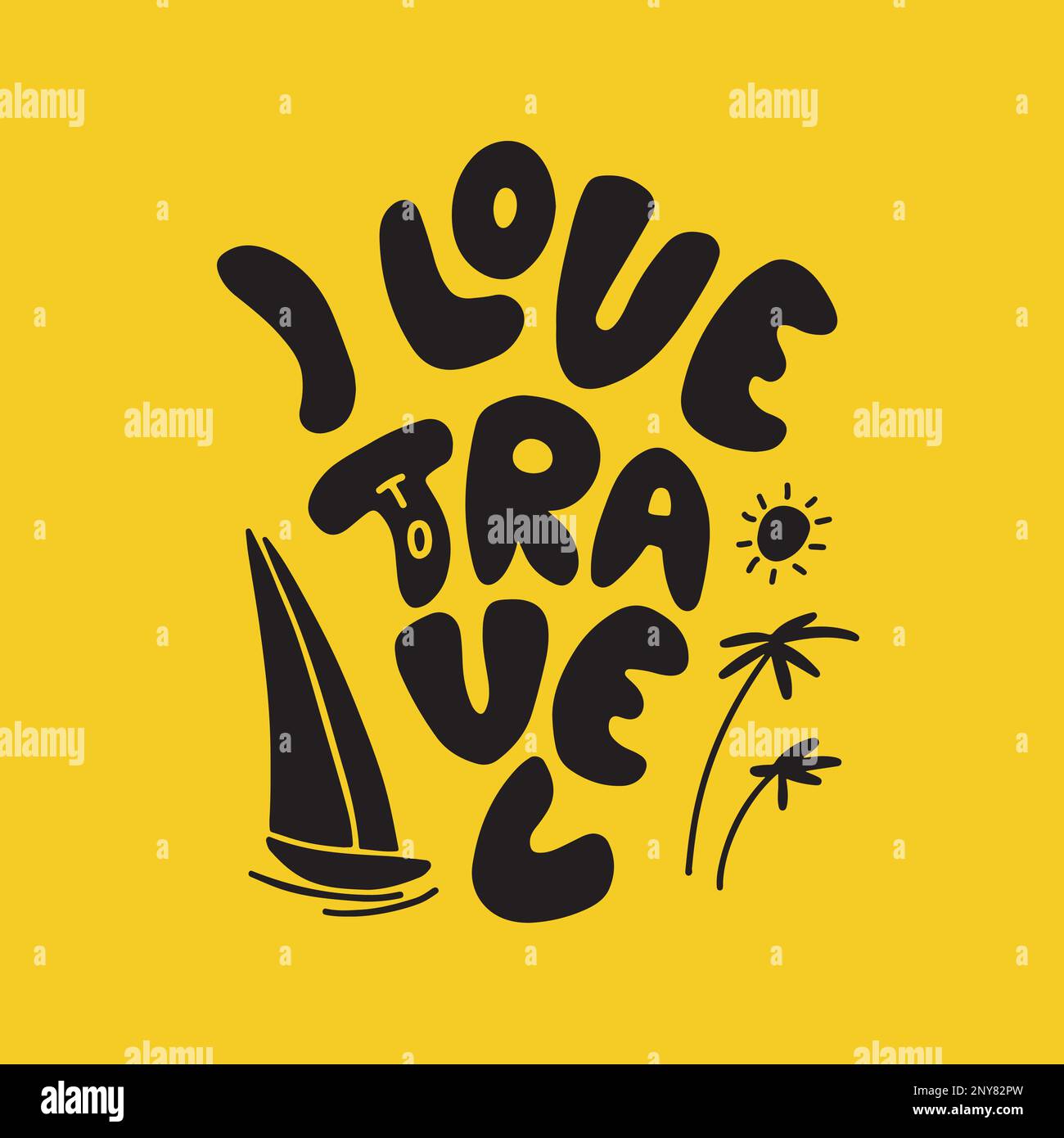 Mi piace viaggiare. Iscrizione ora estiva disegnata a mano Illustrazione Vettoriale