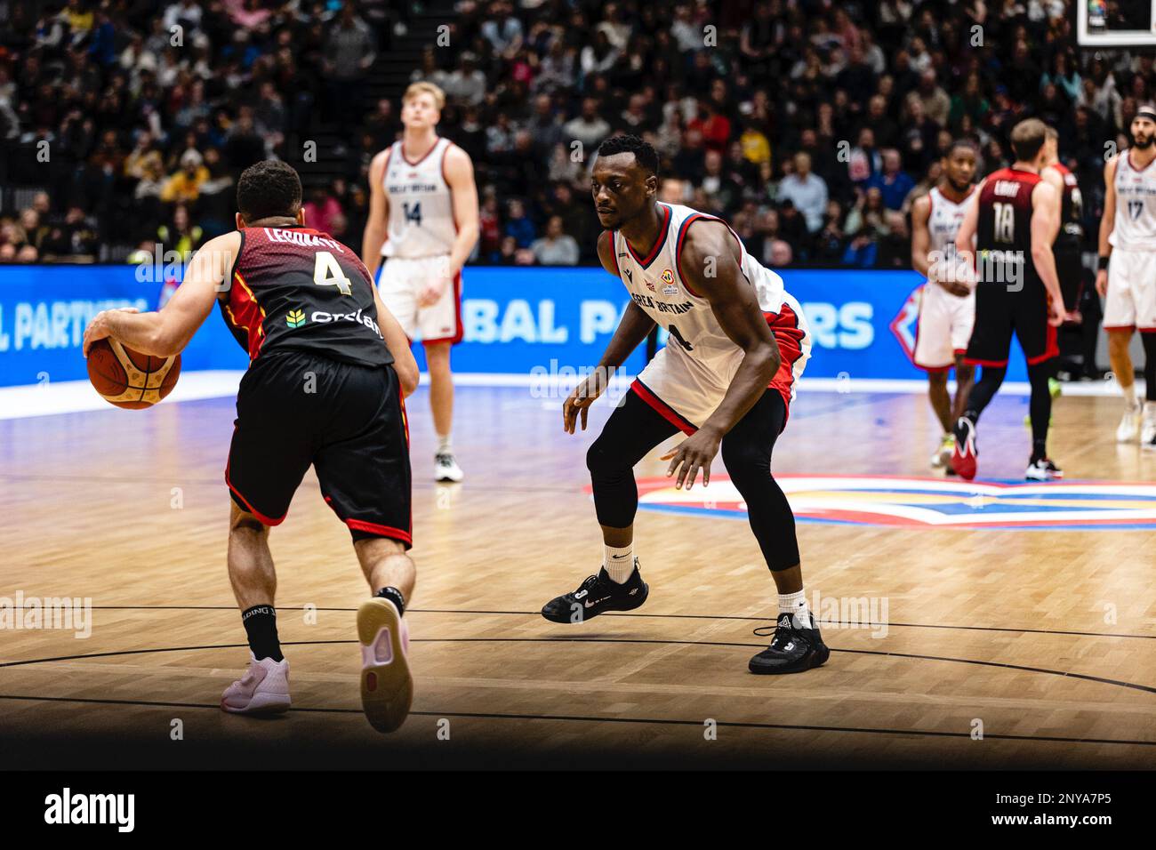 GB Mens Basketball team perde in Belgio 59- 88 in un qualificazione FIBA World Cup alla Newcastle Vertu Arena il 24 febbraio 2023. copyright caroljmoir/Alamy Foto Stock
