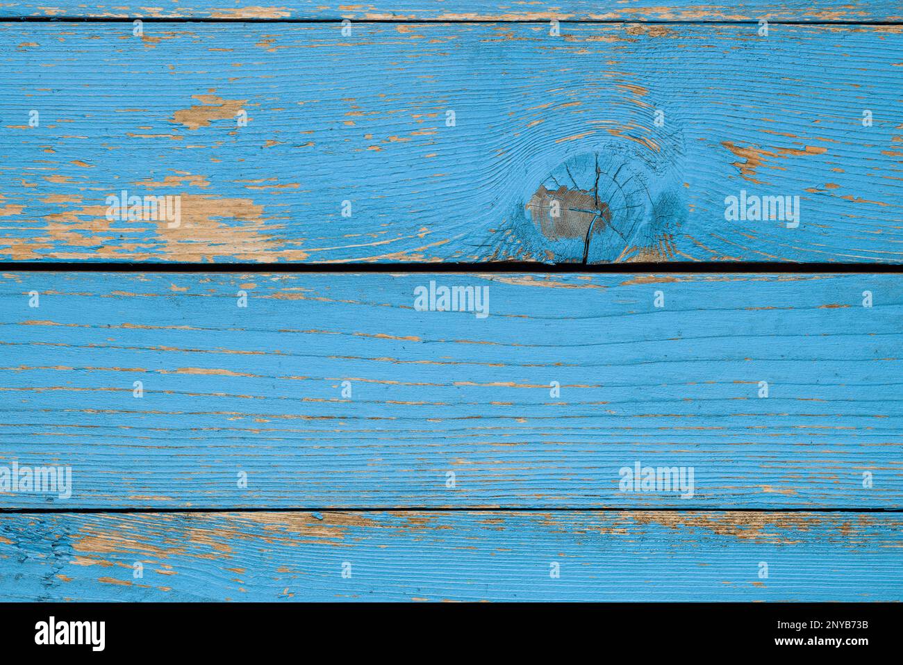 Lo sfondo blu della tavola di legno. Vista dall'alto. Foto Stock