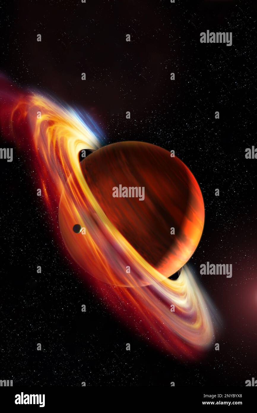 Saturno con anelli di gas rossi.elementi di questa immagine forniti dalla NASA. Foto Stock