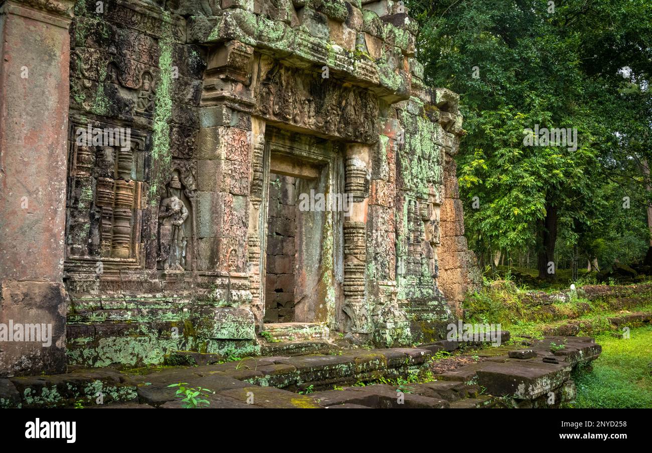 Parte delle rovine rinnovate al tempio di Preah Khan nell'area di Angkor vicino a Siem Reap in Cambogia. Foto Stock