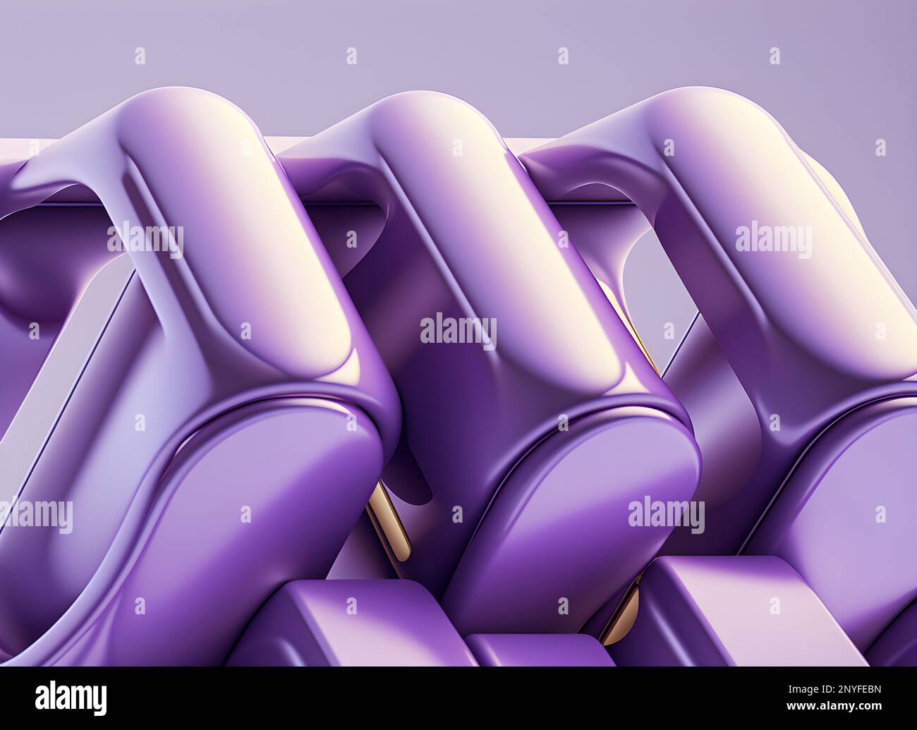 3d figure di forma geometrica astratta viola e bianco poste su sfondo viola Foto Stock