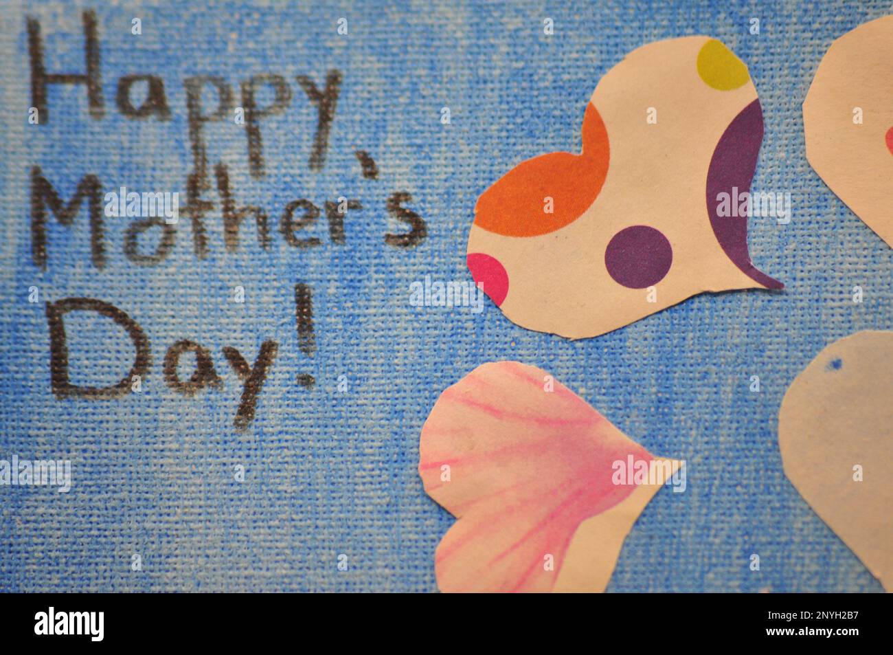 Card Felice giorno delle madri con i cuori Foto Stock