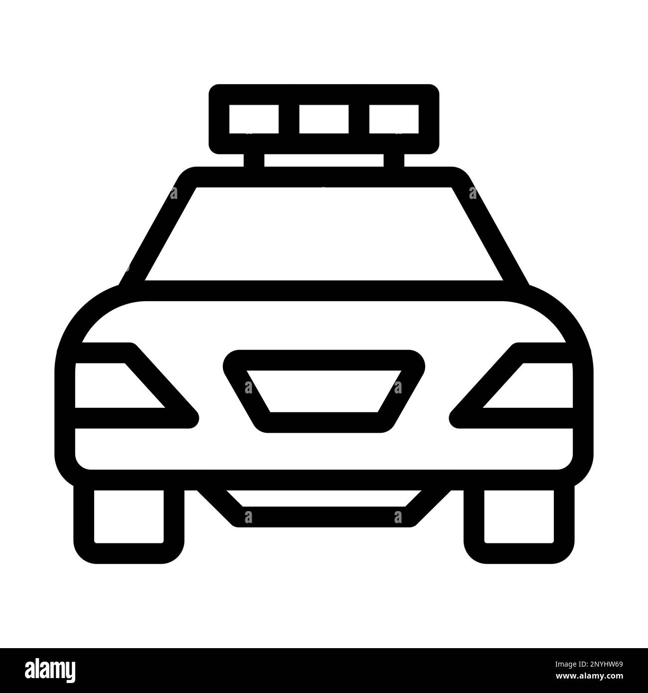 Icona della linea spessa della macchina della polizia Foto Stock