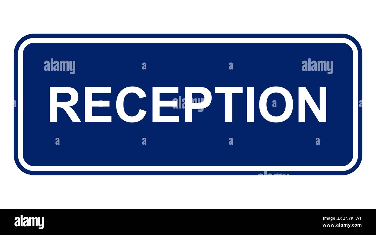 Segnale di ricevimento segno blu per ufficio - tavolo di ricevimento / cartello da banco Ufficio Indoor Sign - Ufficio Indoor Sign Illustrazione Vettoriale