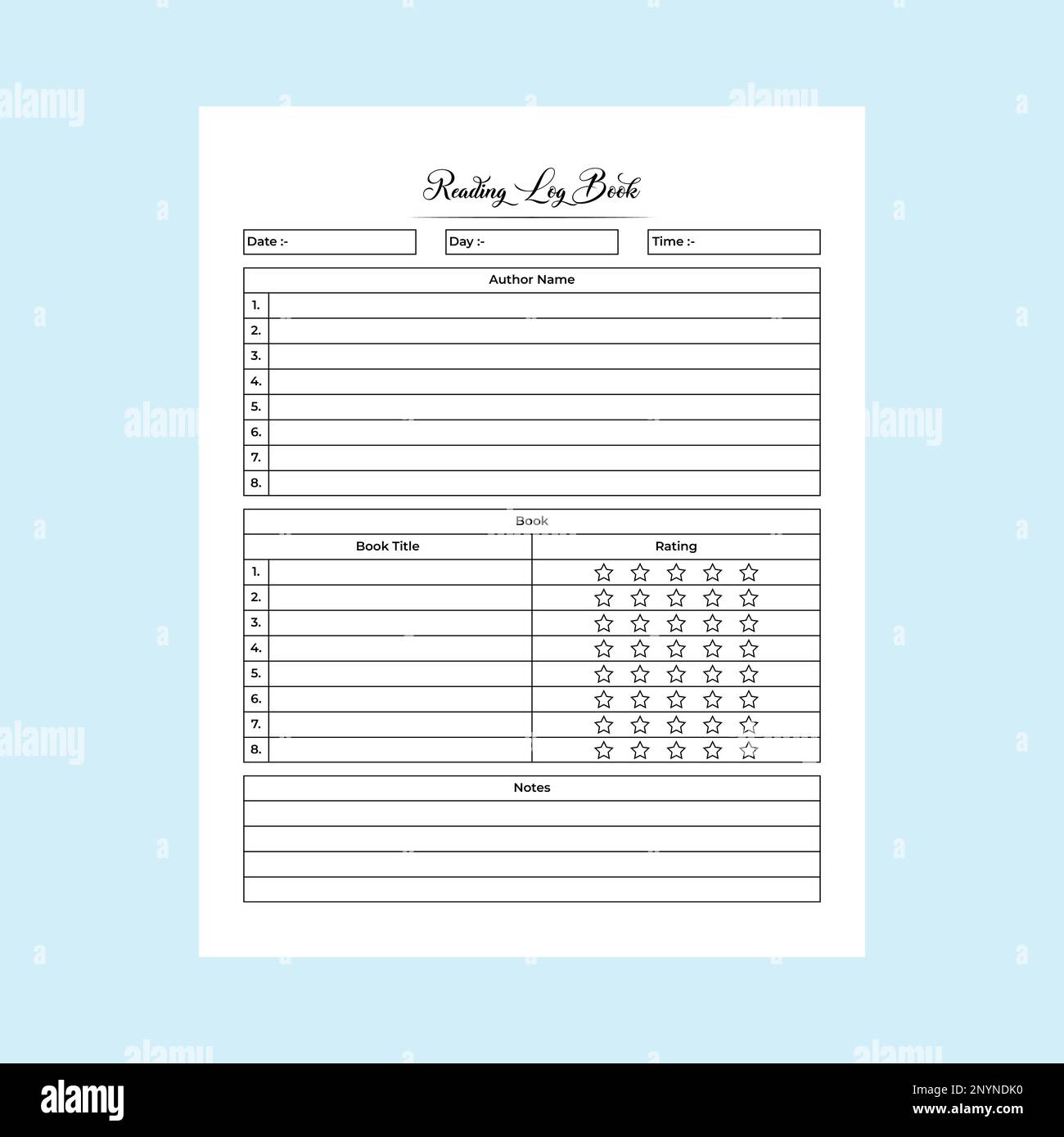 Lettura del registro interno KDP. Strumento di monitoraggio della lettura giornaliera dei libri e modello di controllo delle informazioni per la revisione dei libri. Giornale interno KDP. Lettura delle informazioni trac Illustrazione Vettoriale