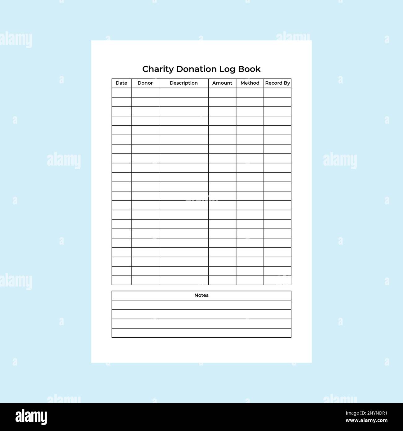 Libro di registro delle donazioni in beneficenza interno KDP. Modello di registro dei dati dell'organizzazione di donazione. Notebook interno KDP. Indicatore di importo delle donazioni in beneficenza e in Illustrazione Vettoriale