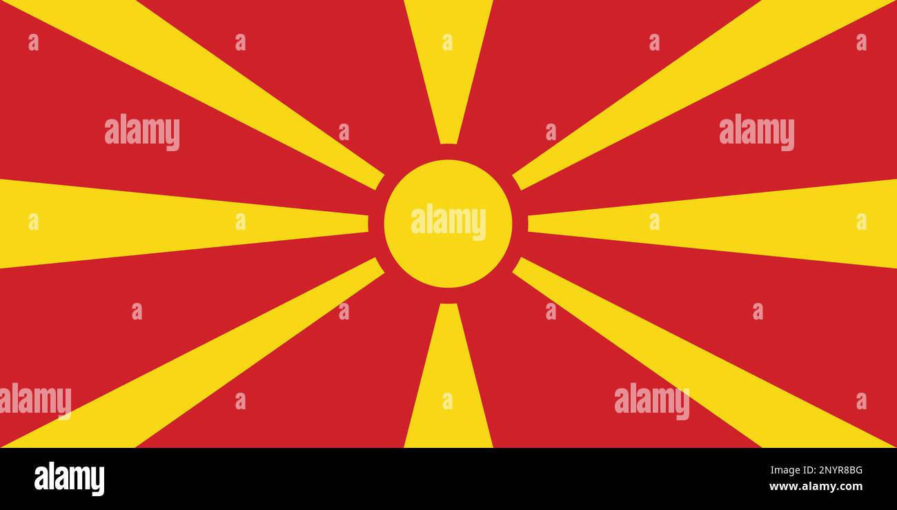Bandiera nazionale della Repubblica di Macedonia del Nord Foto Stock