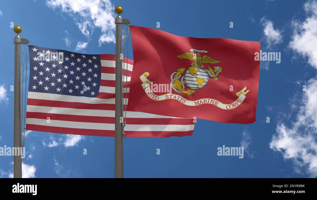 United States Marine Corps Flag, American Marines Flag 3D rendering Foto Stock