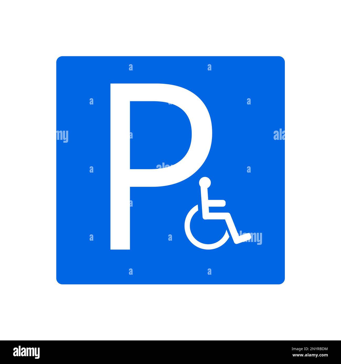 Permesso di parcheggio per disabili. Immagine del segno su sfondo bianco Foto Stock