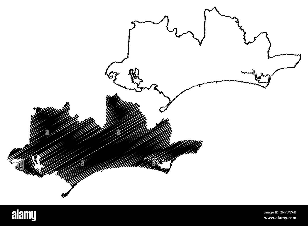 Area di autorità unitaria di Bournemouth, Christchurch e Poole (Regno Unito di Gran Bretagna e Irlanda del Nord, contea cerimoniale Dorset, Dorsets Illustrazione Vettoriale