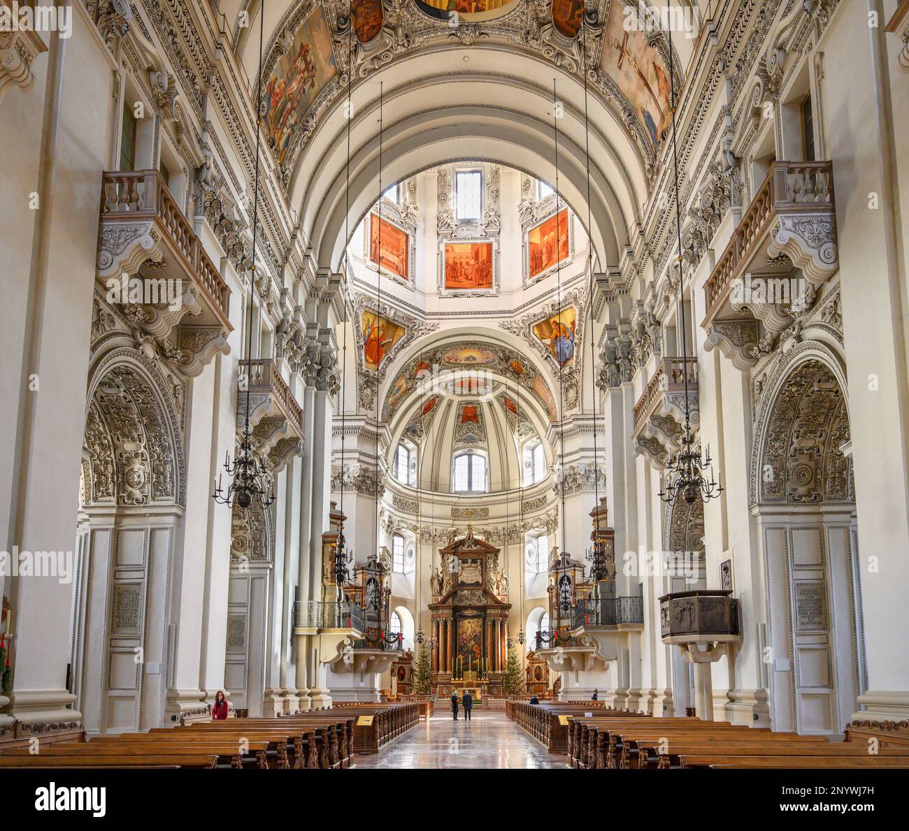 Interno della Cattedrale di Salisburgo (Dom zu Salzburg) nel centro storico (altstadt), Salisburgo, Austria Foto Stock
