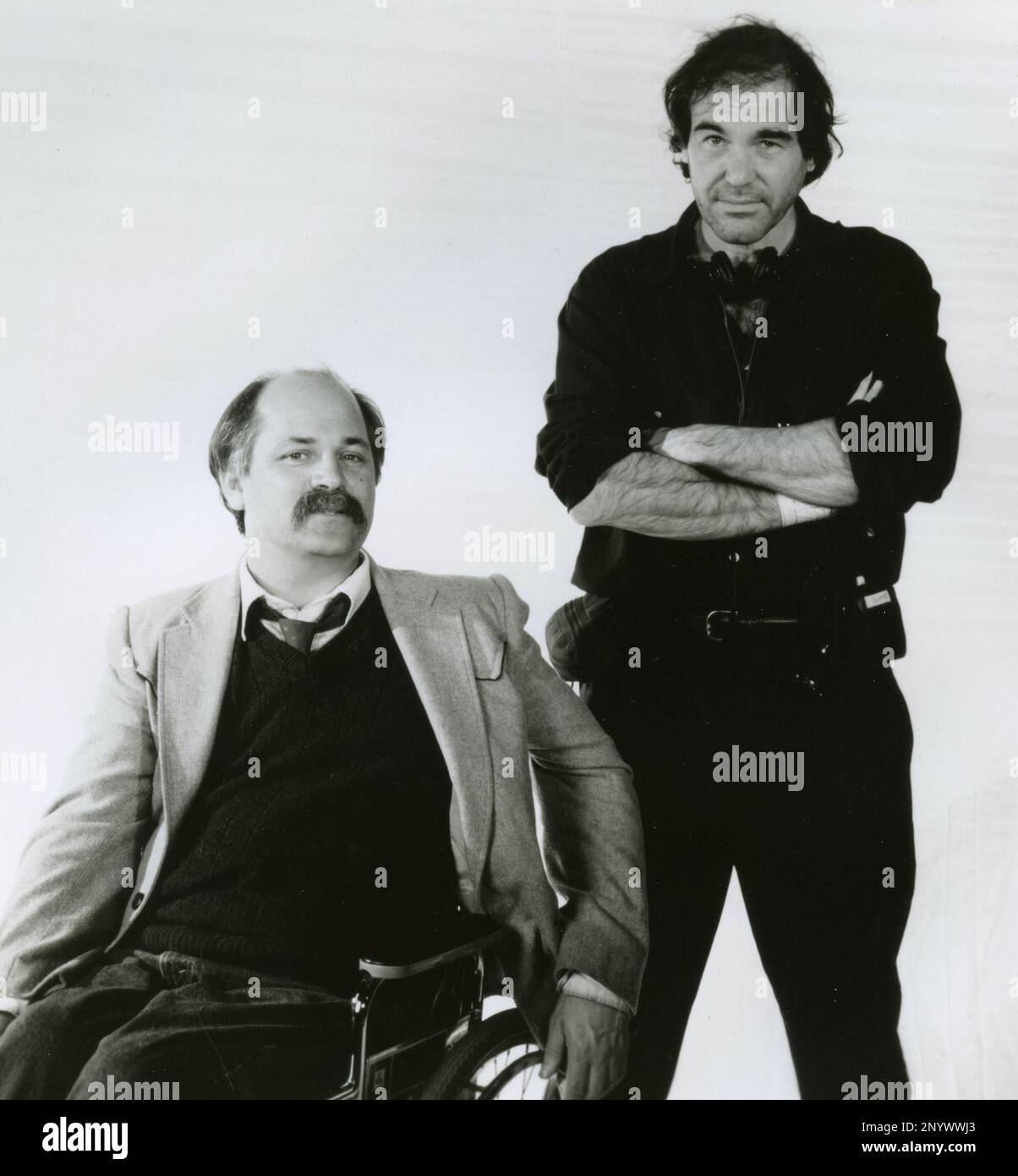 Attivista americano contro la guerra Ron Kovic e regista Oliver Stone, USA 1989 Foto Stock