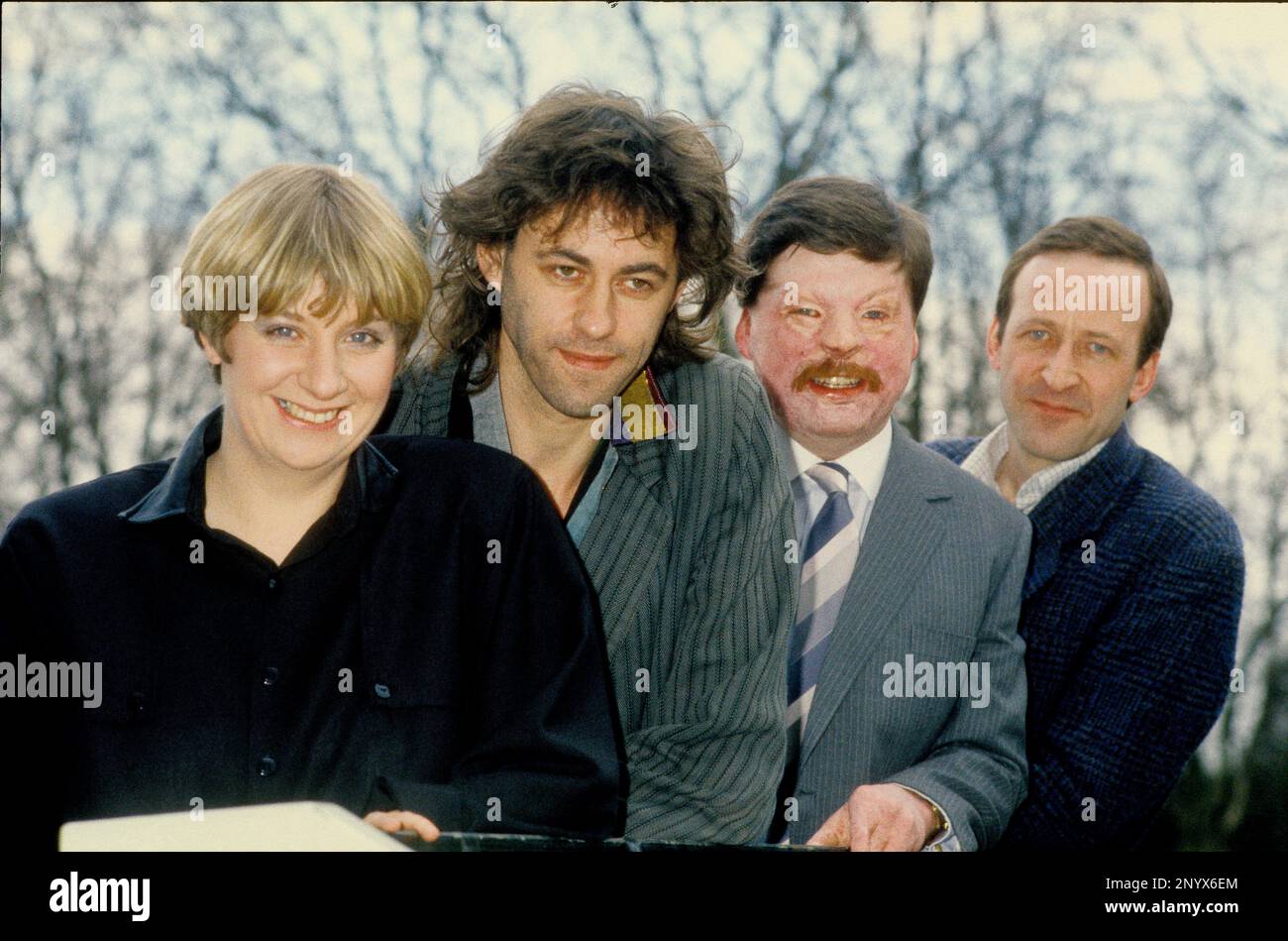 Victoria Wood, Bob Geldolf, Simon Weston a Londra 1980s Foto Stock