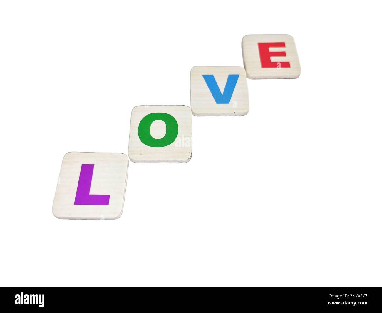 La parola amore composta da lettere colorate Foto Stock