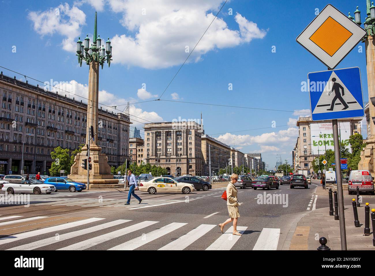 Plac Konstytucji,Piazza Costituzione ,comunista architettura e urbanistica, Varsavia, Polonia Foto Stock