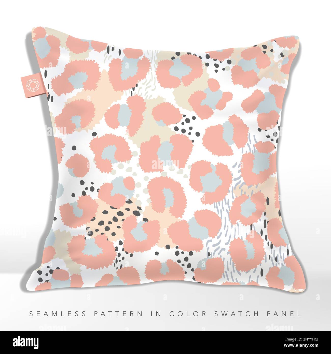 Vector Minimal Pastel Leopard e Abstract Seamless Pattern, beige, rosa e azzurro. Illustrazione Vettoriale